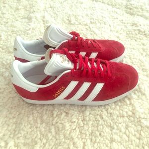 red suede Adidas Gazelles worn once